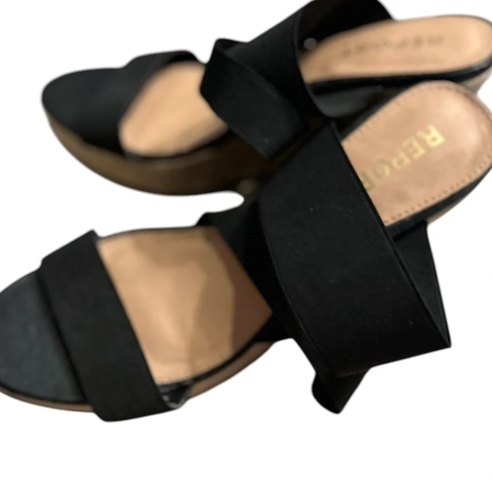 Report Black Espadrilles Wedge Sandals